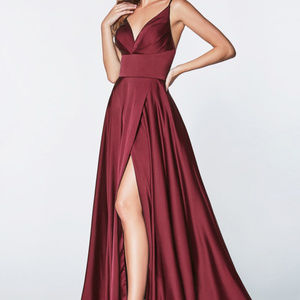 Burgundy Sleeveless Evening Long dress